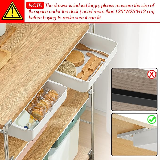 Poeland Under Desk Drawer Self-Stick Storage Organizer - Image 7