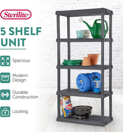 Sterilite 5 Shelf Unit, Heavy-Duty Shelving Storage Rack - Image 4