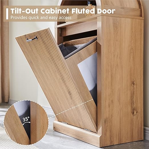 Arched Tilt-Out Trash Can Cabinet, Fluted 10 Gallon Trash Can - Image 5