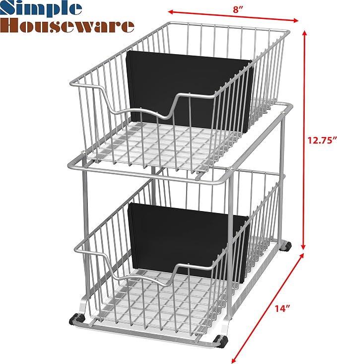 Simple Houseware 2 Tier Cabinet Wire Basket Drawer Organizer - Image 3