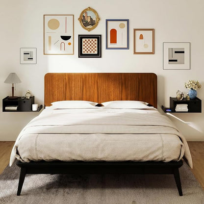 Floating Nightstand with Drawer & Shelf, Wall Mounted Bedside Table - Image 2