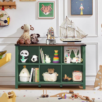 Joaxswe 6 Cube Storage Organizer, Farmhouse Green 47 Inch Wide Horizontal - Image 9