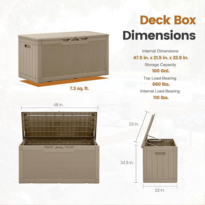 Greesum 100 Gallon Resin Patio Storage Box - Image 7