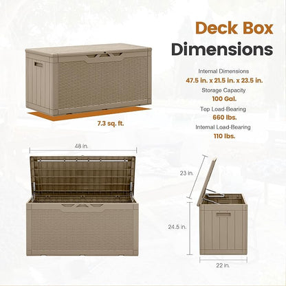 Greesum 100 Gallon Resin Patio Storage Box - Image 7