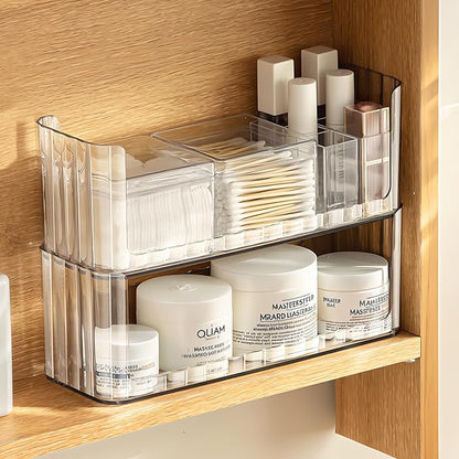 PAVSTINE 2-Tier Stackable Medicine Cabinet Organizer, Narrow Bathroom Makeup by PAVSTINE
