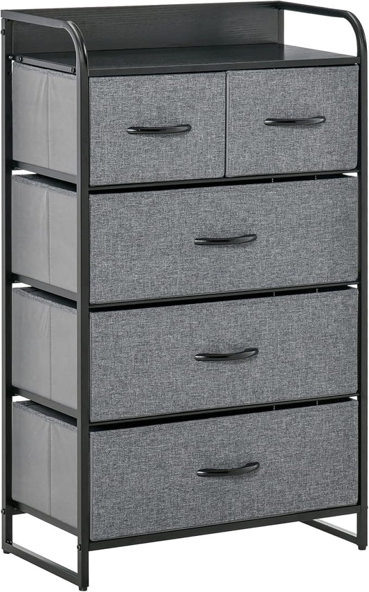 HOMCOM 5-Drawer Fabric Dresser Tower, 4-Tier Storage Organizer by HOMCOM