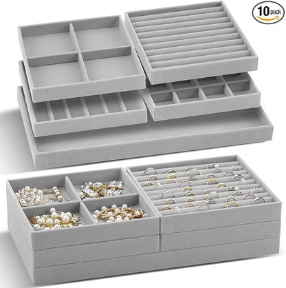 Cinnvoice Set of 10 Stackable Jewelry Organizer Trays by Cinnvoice