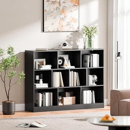 Cozy Castle Black Bookshelf, 3-Tier Open Shelf Bookcase, 10 Cube Storage - Image 9