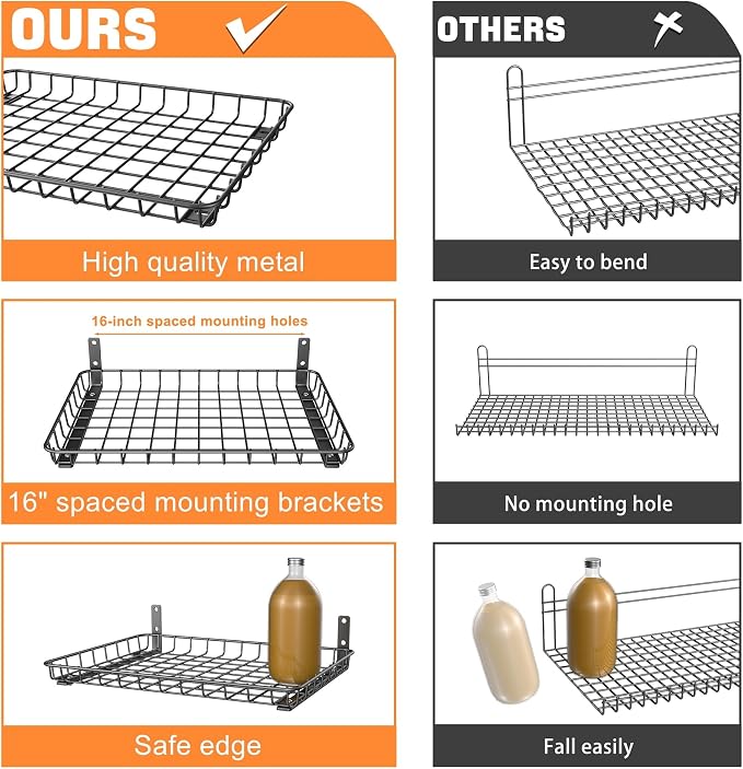 TORACK 2 Pack 12x24 inch Wall-Mounted Shelves, Garage Wall Shelf - Image 4