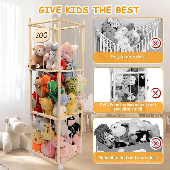 Stuffed Animal Storage, Wood Stuffed Animal Zoo Storage, Space Save Stuffed - Image 7