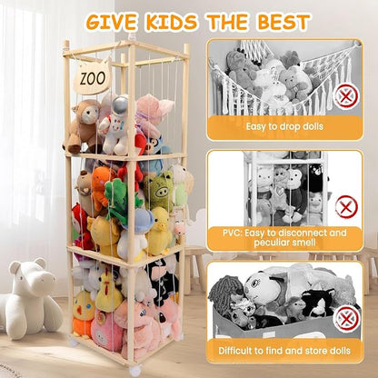 Stuffed Animal Storage, Wood Stuffed Animal Zoo Storage, Space Save Stuffed - Image 7
