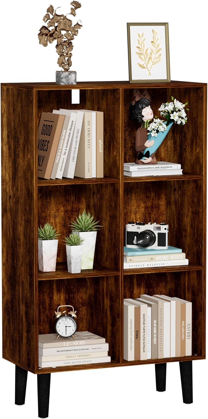 6 Cube Bookcase, Wooden Book Shelf Cube Storage Organizer by Nestwise