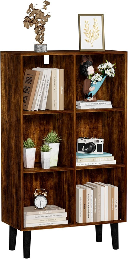 6 Cube Bookcase, Wooden Book Shelf Cube Storage Organizer by Nestwise