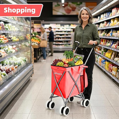 Shopping Carts for Groceries Foldable Rolling Trolley - Image 6
