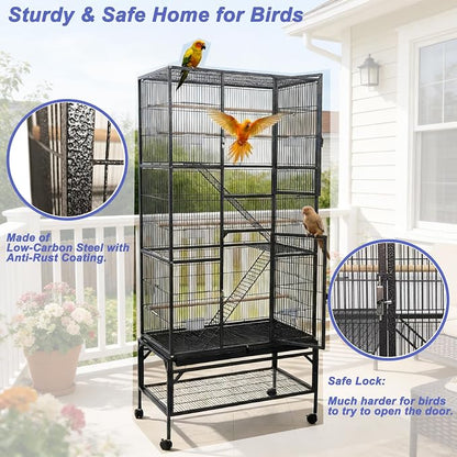 69.5 Inch Large Bird Cage, Parakeet Flight Cage - Image 5