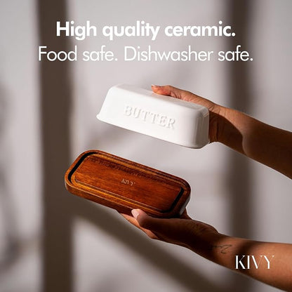 KIVY Ceramic butter dish with airtight lid that keeps butter soft - Image 8