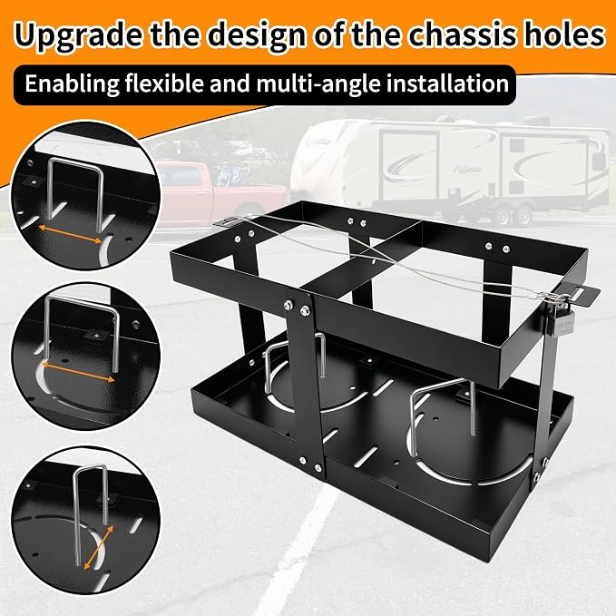 Fuel Jug Holder Gas Can Rack for Trailer, 5 Reinforced Supports Fits Two 5 - Image 4