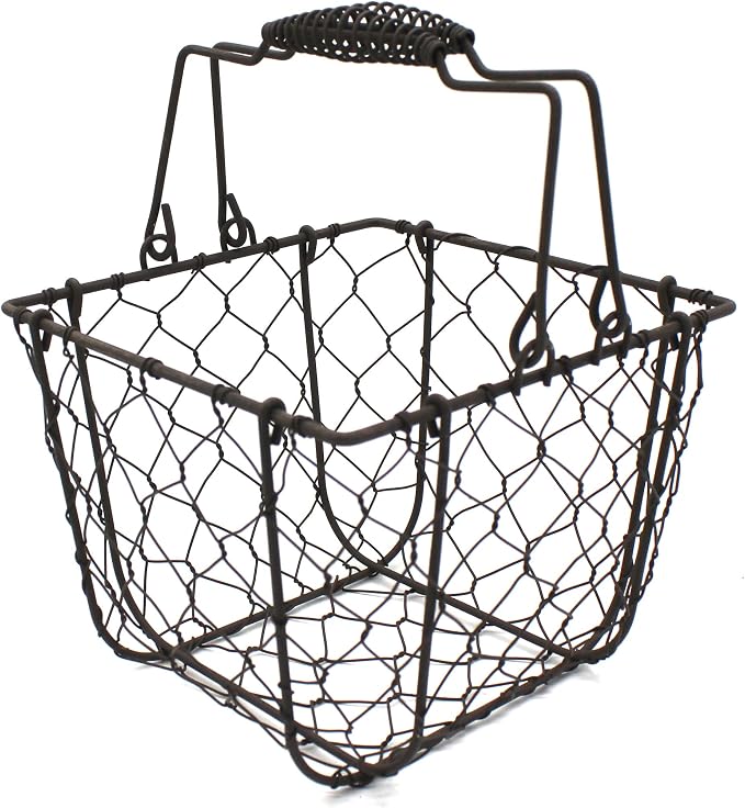 CVHOMEDECO. Square Chicken Wire Egg Basket Fruit Basket by CVHOMEDECO