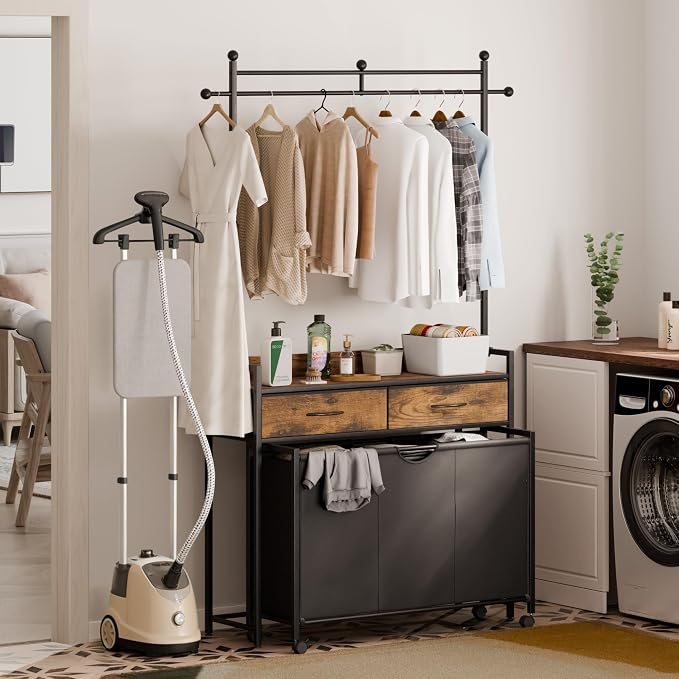 Mondeer Laundry Sorter with 2 Drawers and Hanging Rack, 150L Laundry Hamper - Image 7