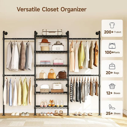 ONBRILL H3 Expandable Wall Mounted Closet System, 5.4FT-8.1FT Closet Organizer - Image 9