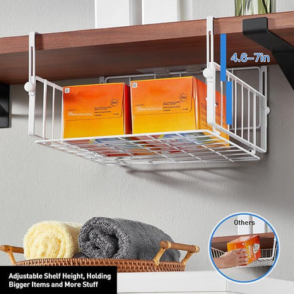 2 Pack Hanging Under Shelf Storage Basket, Adjustable Under Cabinet Add-on - Image 4