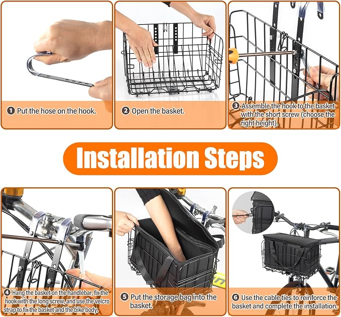 HOMEE Folding Rear Bike Basket Wire Mesh Fold-Up Detachable Front Bag Rear | - Image 5
