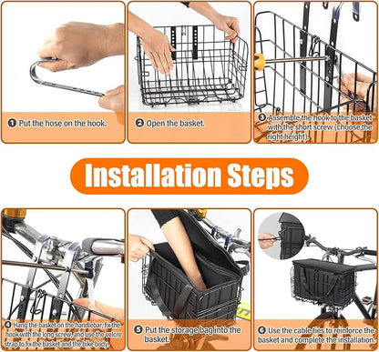 HOMEE Folding Rear Bike Basket Wire Mesh Fold-Up Detachable Front Bag Rear | - Image 5