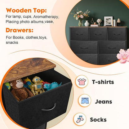 Dresser for Bedroom with 7 Drawers, Chest of Drawers, Storage Drawers Organizer - Image 7