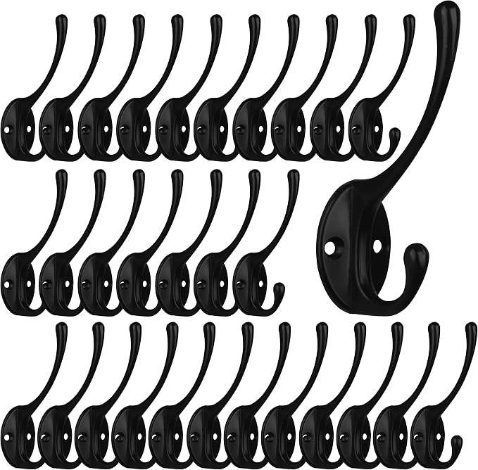 IBosins 30 Pack Heavy Duty Dual Coat Hooks Wall Mounted by IBosins