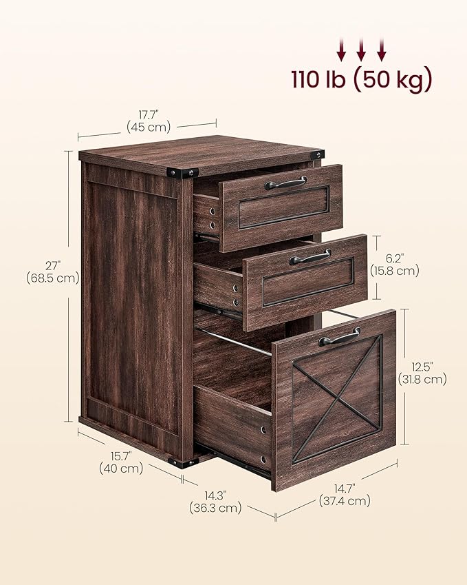 VASAGLE File Cabinet, Filing Cabinet - Image 3