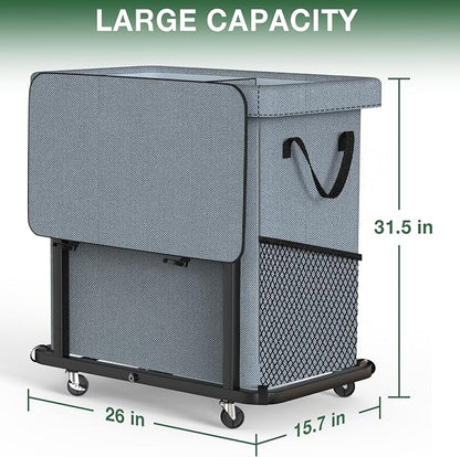 50 Gal Laundry Basket with Lid, Rolling Laundry Hamper with Wheels, Dirty - Image 6