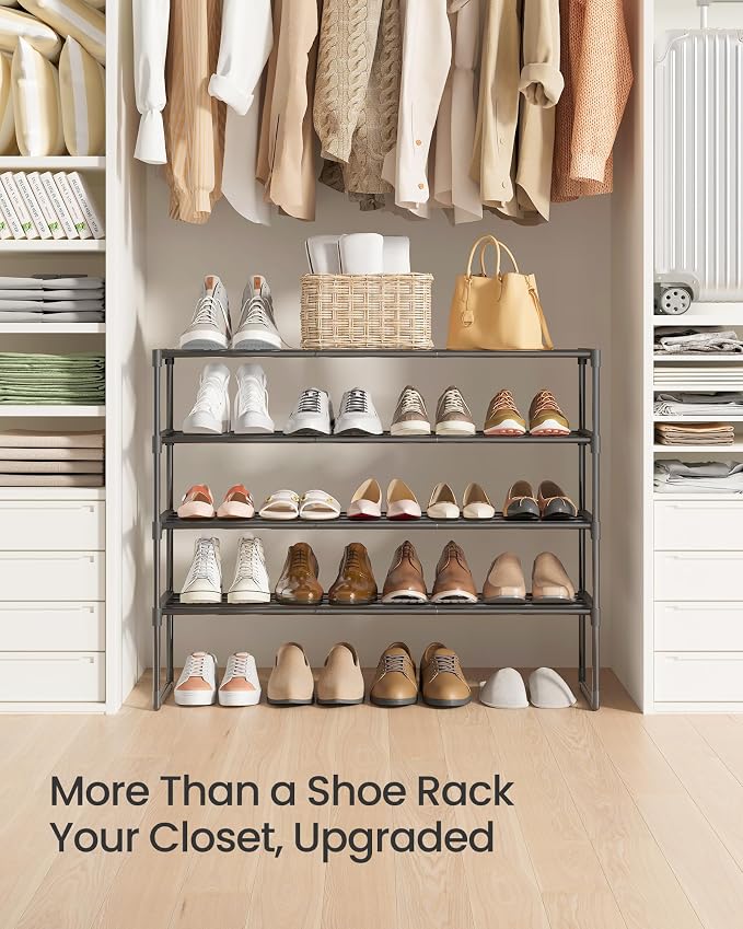 SONGMICS Shoe Rack, 4-Tier Shoe Organizer, Metal Storage Shelf, Upright or - Image 8