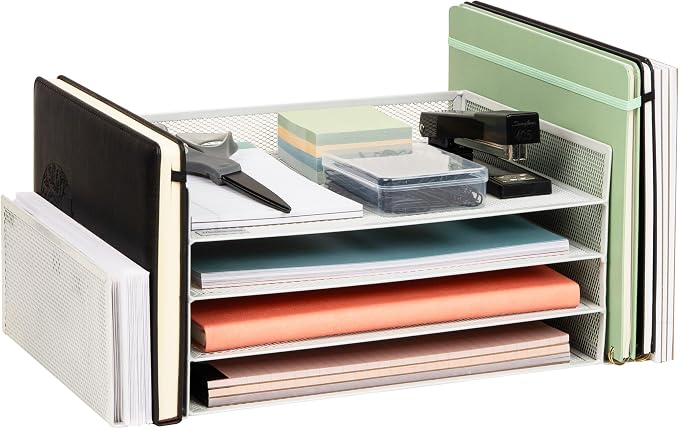 Mind Reader Desktop Organizer, File Storage, Paper Tray, Metal Mesh, 16.75" L x by MindReader