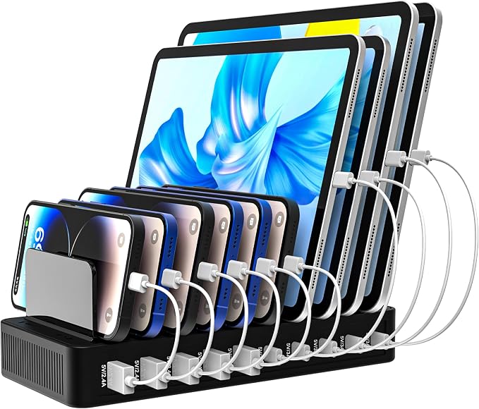 100W 10-Port Smart Charging Station | 5 USB-A & 5 USB-C Ports | Organized Design by Improveyourqualityoflife