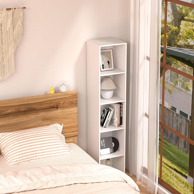 5 Cube Storage Organizer, 5 Tier Vertical Cube Bookcase Freestanding Storage - Image 2