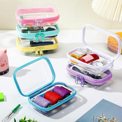 Sanwuta 6 Pcs Clear Hard Zipper Case Hard Plastic Zipper Pouches Transparent - Image 5