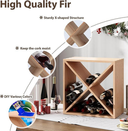 JAXPETY 96 Bottle Wine Rack Countertop Wine Storage Cube Freestanding Wine - Image 4