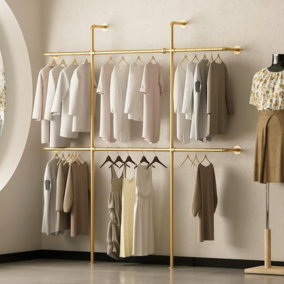 Gold Pipe Clothing Rack Wall Mounted, Industrial Pipe Clothes Racks - Image 5