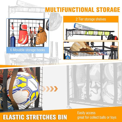 PLKOW Sports Equipment Storage for Garage, Indoor/Outdoor Sports Rack for Garage - Image 5