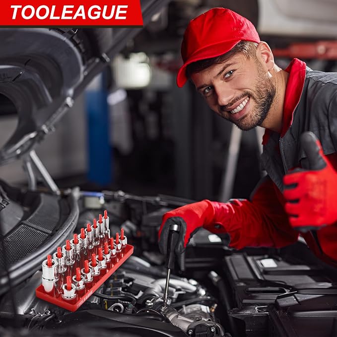 TOOLEAGUE 9Pcs Socket Organizer Tray and Magnetic Wrench Holder Set, 3/8" - Image 5