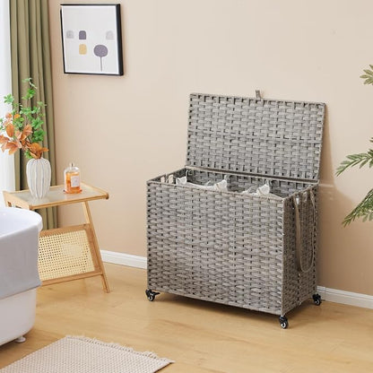 Laundry Hamper with Wheels, 52.8 Gallon Rolling Laundry Basket with Lid - Image 3