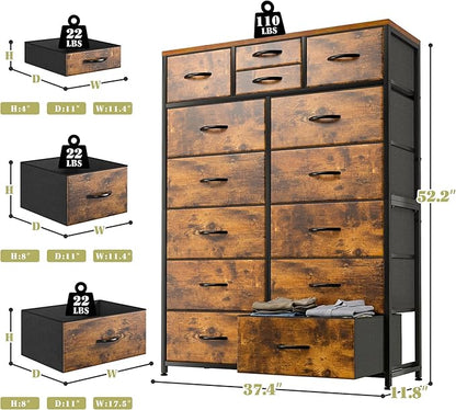 EnHomee 52.2" H Tall Dresser for Bedroom, Vertical Storage Tower, Anti-Tip | - Image 3