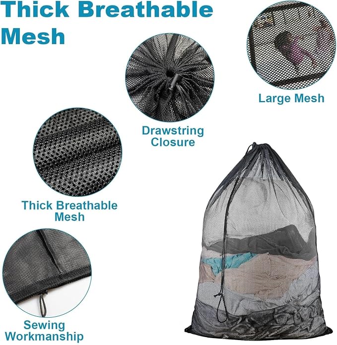 2 Pack Mesh Laundry Bags, 23 x 34 Inches Heavy Duty Mesh Laundry Bag, Large - Image 4