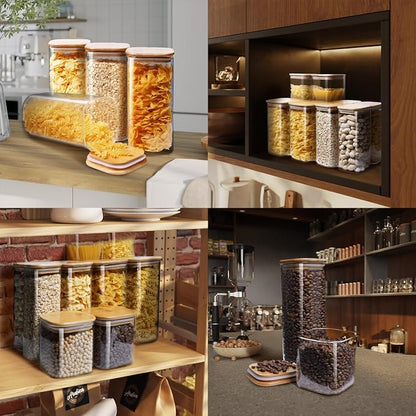 Square Glass Jars with Bamboo Lids 17 FL OZ, Glass Canisters with Airtight Lids - Image 6