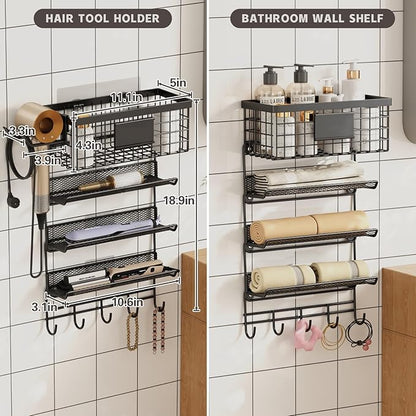 Hair Dryer Holder Wall Mounted, Adheisve Hair Styling Tool Organizer - Image 6