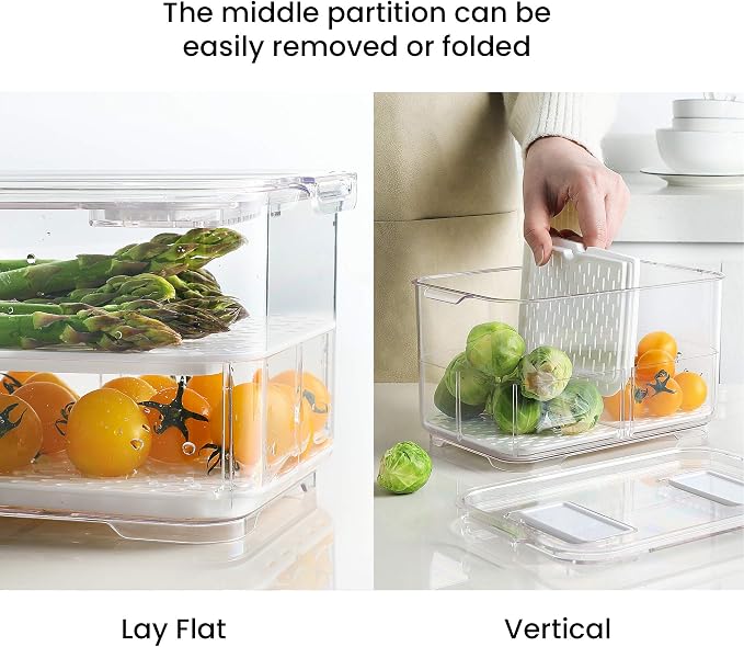 vacane Produce Saver with Lids, 2 Piece Fruit Vegetable Storage Container with - Image 4