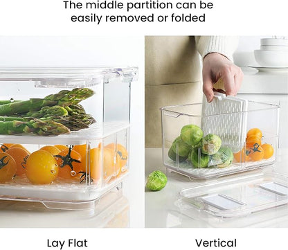 vacane Produce Saver with Lids, 2 Piece Fruit Vegetable Storage Container with - Image 4