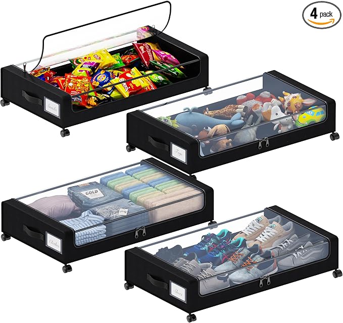 Tututry Under Bed Storage with Wheels, XXL 60L Under the Bed Storage Bins by Tututry