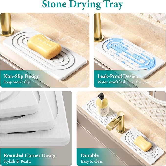 2 PCS Water Absorbing Stone Tray - Image 4