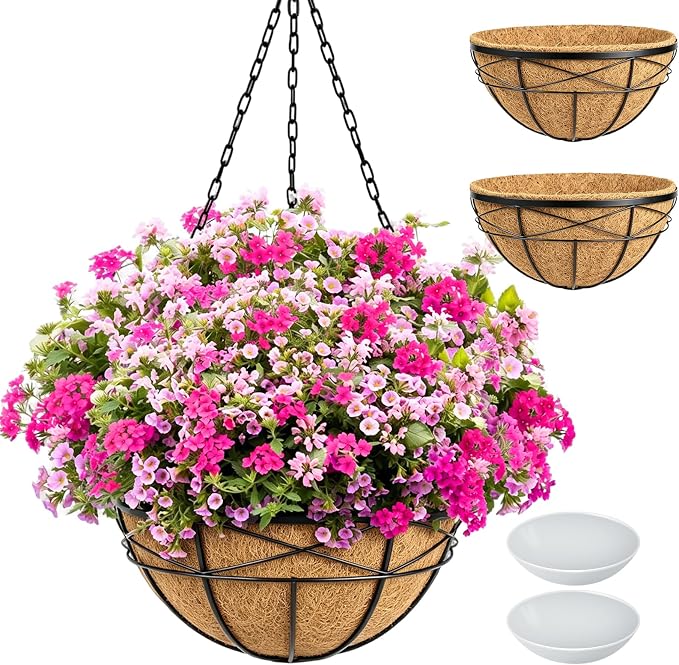 2 Pack 20 Inch Extra Large Deep Hanging Planters by KarlliuHOMEGARDEN